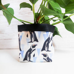 African Penguin Textile Plant Pot Storage Basket by The Owlery