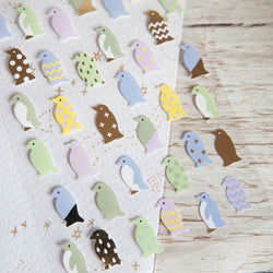 Penguin Sticker Sheet w. Pastel & Gold Penguin Stickers by Copain Copine