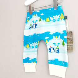 Winter Scene Penguin Baby Leggings w. Red or White Cuff by Maebelle & Bo