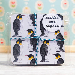 Penguin Party Coaster Set of 4 by Martha & Hepsie
