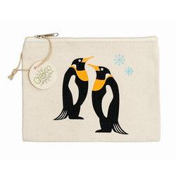 Penguin Print Large Zip Pouch by Nature Planet