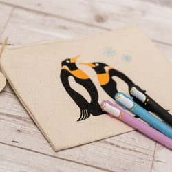 Penguin Print Large Zip Pouch by Nature Planet