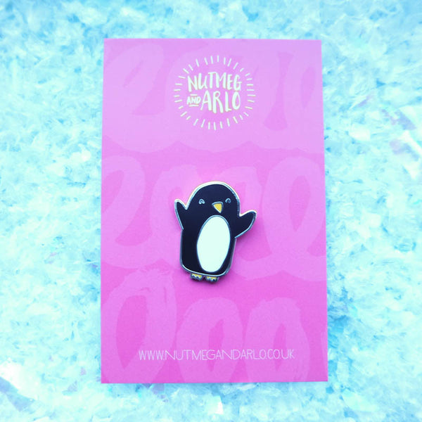 Happy Penguin Enamel Lapel Pin by Nutmeg and Arlo - The Penguin Patrol