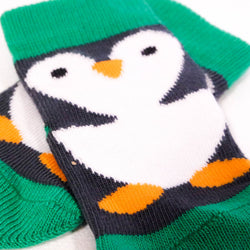 Penguin Baby Socks in Black & Green