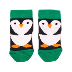 Penguin Baby Socks in Black & Green