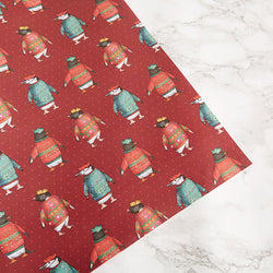 Penguin Parade Christmas Penguins Gift Wrap by Alice Tams