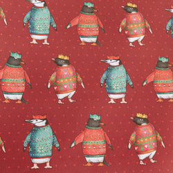 Penguin Parade Christmas Penguins Gift Wrap by Alice Tams