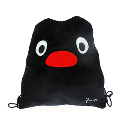 Pingu Face Drawstring Bag in Black