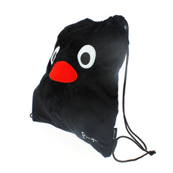 Pingu Face Drawstring Bag in Black