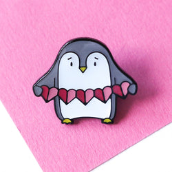 Garland Heart Holding Penguin Pin by Sian Shrimpton