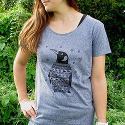 Percy the Penguin Ladies T-Shirt in Blue Melange by Boodle