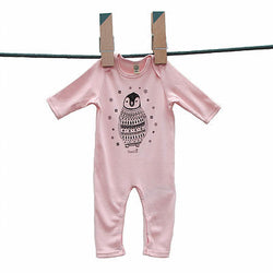 Percy the Baby Penguin Long Sleeved Baby Grow in Pink by Boodle