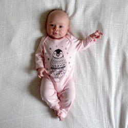 Percy the Baby Penguin Long Sleeved Baby Grow in Pink by Boodle