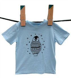 Percy the Baby Penguin Kids T-Shirt in Blue by Boodle