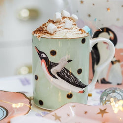 Diving Penguin Green Bone China Penguin Mug Yvonne Ellen